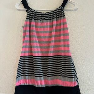 Casual Sleeveless Pink & Gray Striped Tank